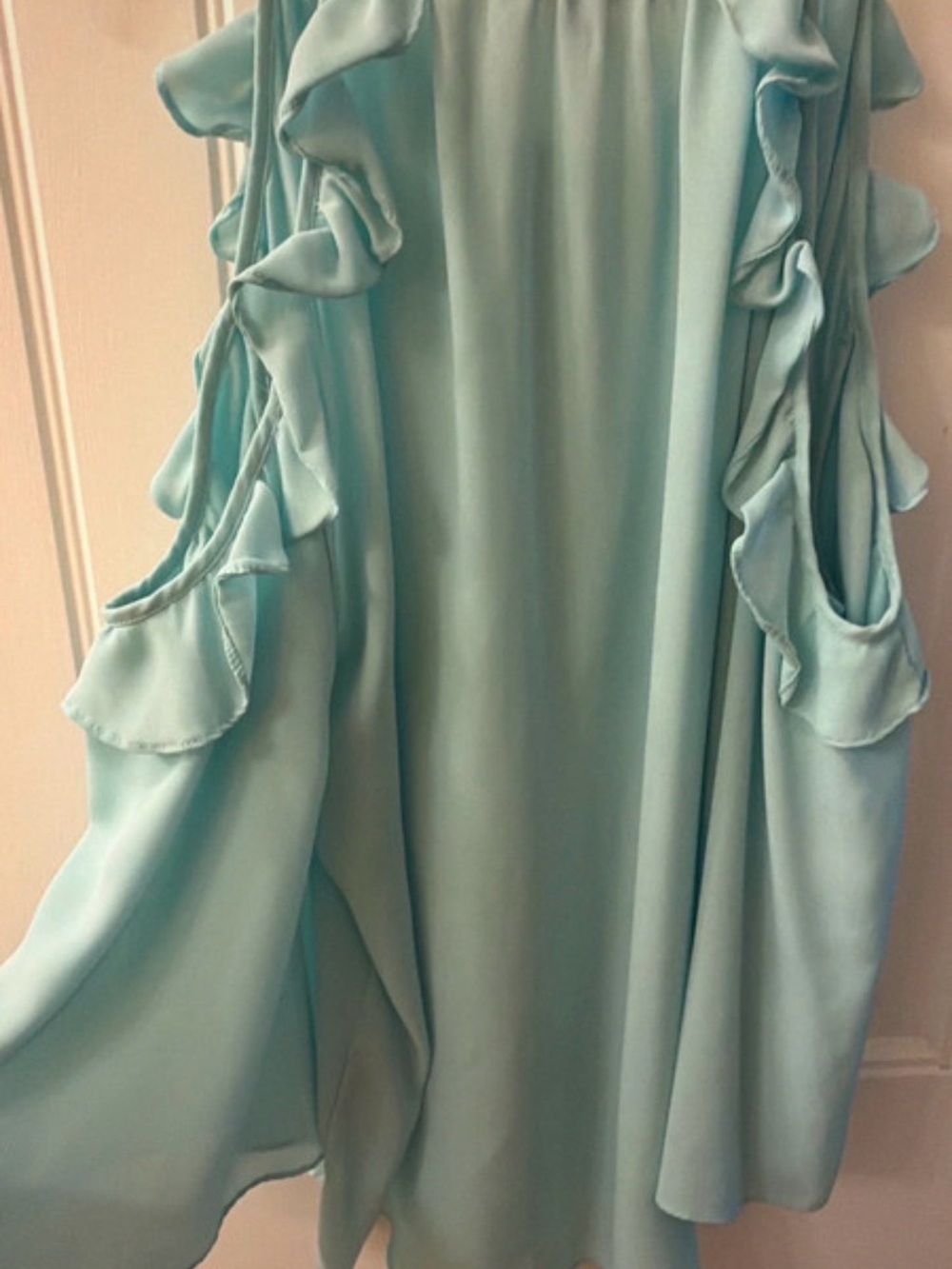 Premise Mint Cold-Shoulder Ruffle Button-Front Blouse - Picture 3 of 3